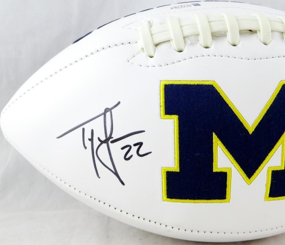 Ty Law Signed Michigan Wolverines Logo Football