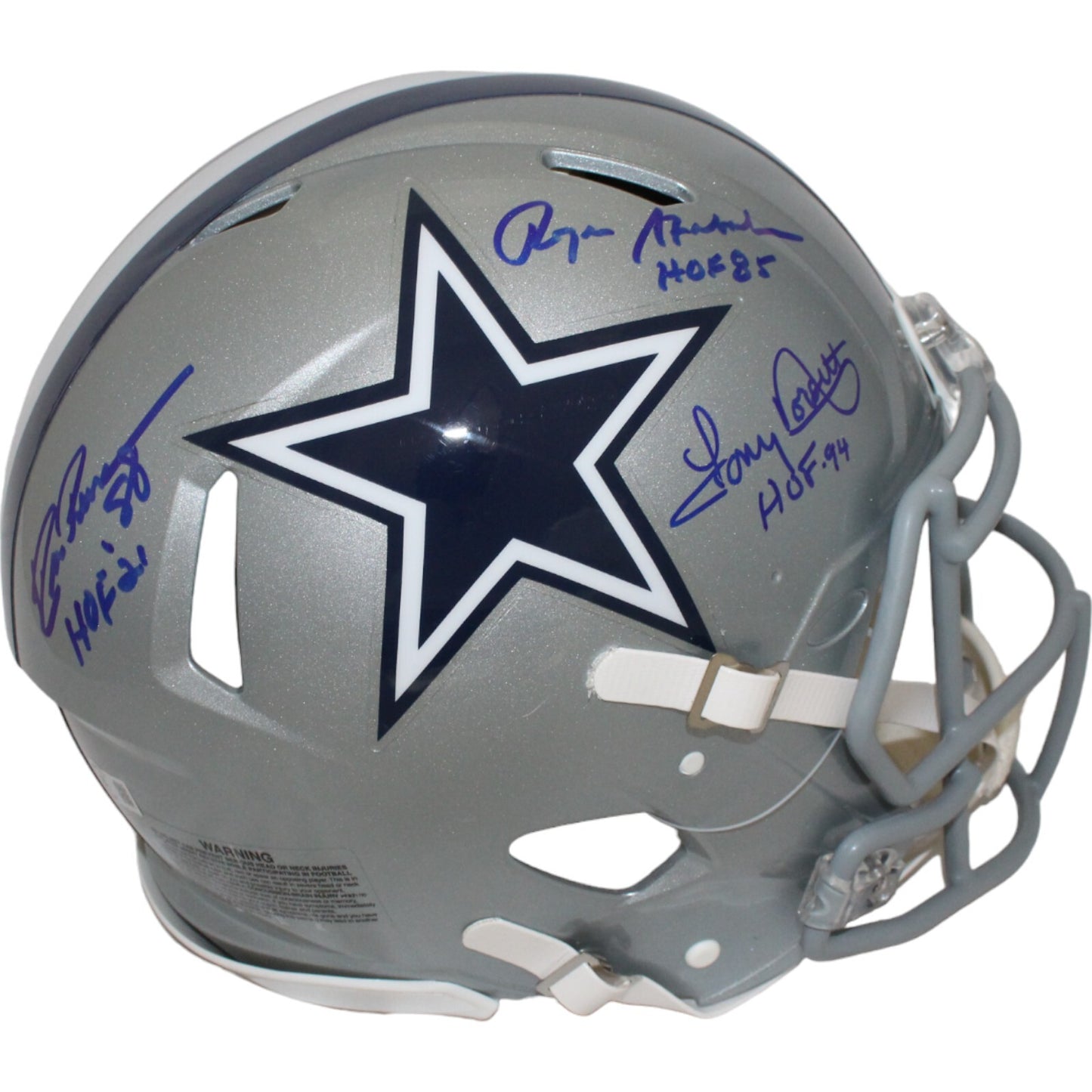 Drew Pearson, Roger Staubach & Tony Dorsett Signed Cowboys Full Size Helmet