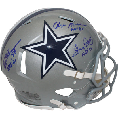 Drew Pearson, Roger Staubach & Tony Dorsett Signed Cowboys Full Size Helmet