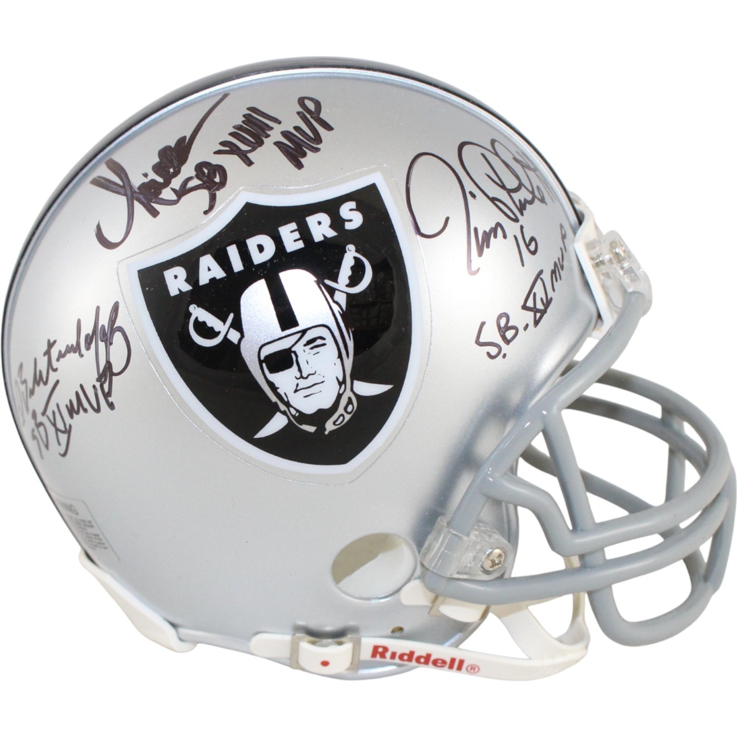 Fred Biletnikoff, Jim Plunkett & Marcus Allen Signed Raiders Mini Helmet