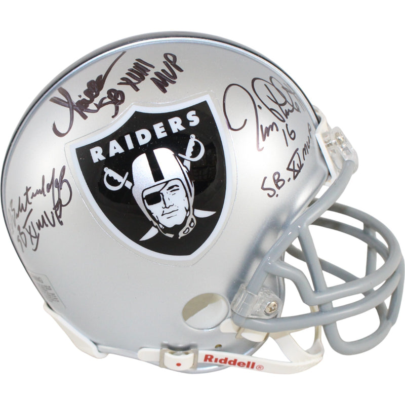Fred Biletnikoff, Jim Plunkett & Marcus Allen Signed Raiders Mini Helmet