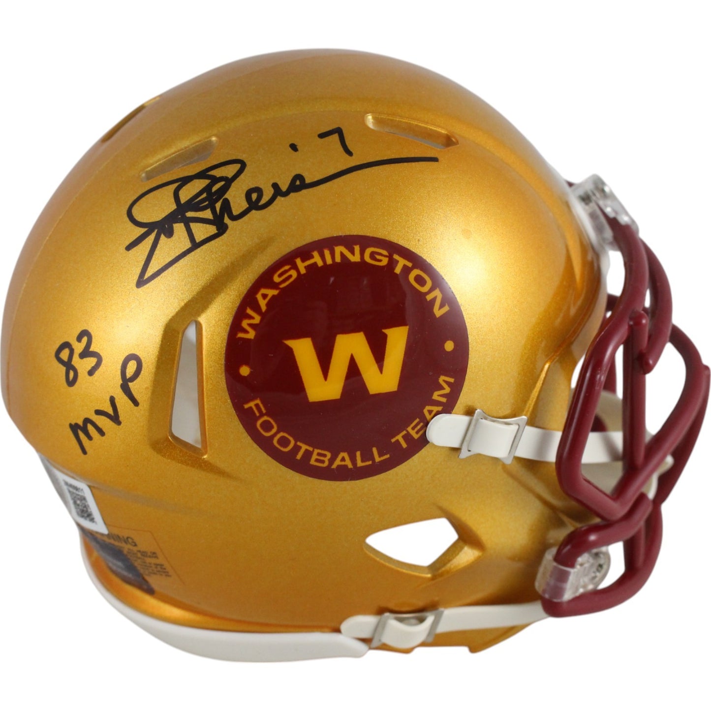 Joe Theismann Washington Football Team Flash Mini Helmet (SB Champs Inscr)