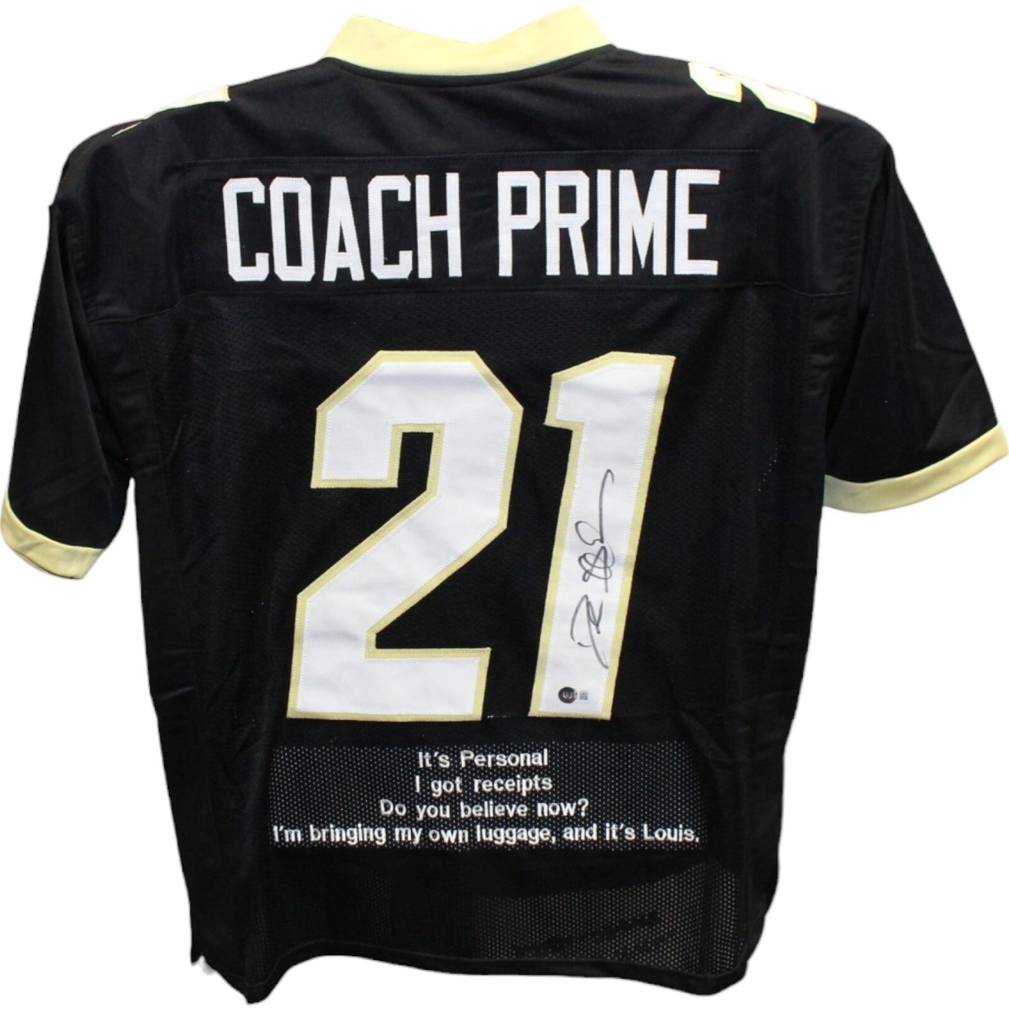 Deion Sanders Signed College Style Black Stat Jersey