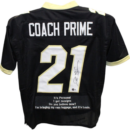 Deion Sanders Signed College Style Black Stat Jersey