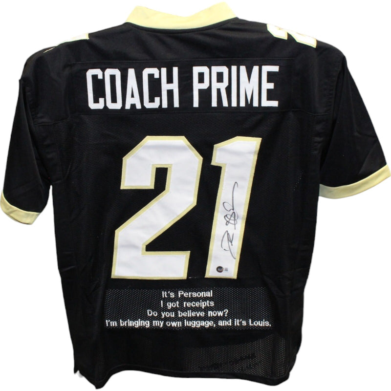 Deion Sanders Signed College Style Black Stat Jersey