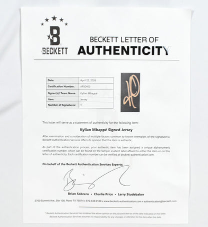 Kylian Mbappe Signed Real Madrid Home Jersey