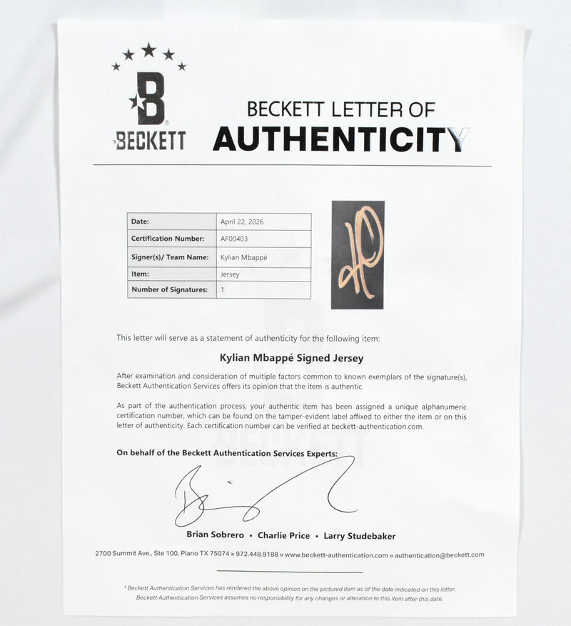 Kylian Mbappe Signed Real Madrid Home Jersey
