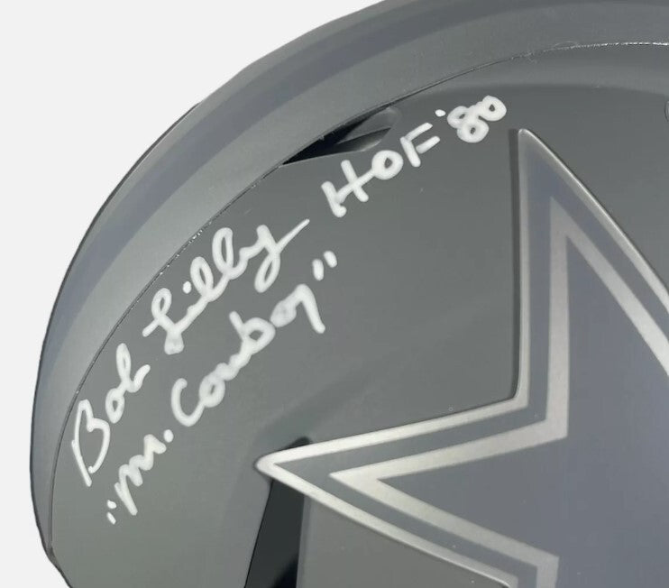 Bob Lilly Signed Dallas Cowboys Slate Mini Helmet (4 Inscriptions)