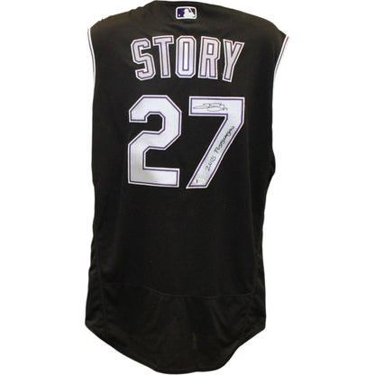 Trevor Story Signed Colorado Rockies 2018 Postseason Game Issued Jersey
