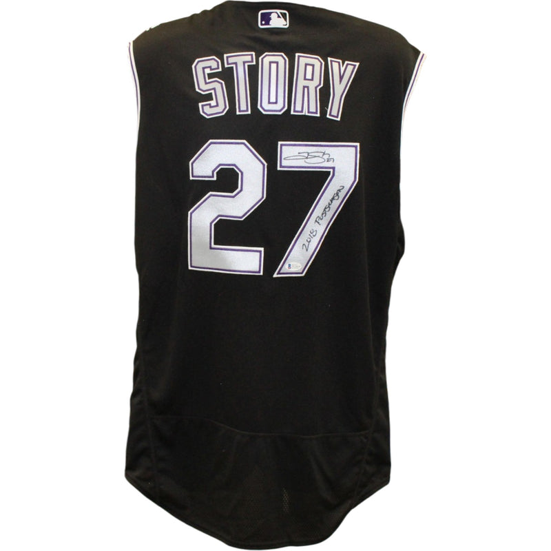 Trevor Story Signed Colorado Rockies 2018 Postseason Game Issued Jersey