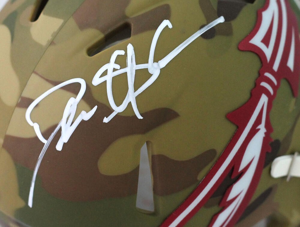 Deion Sanders Signed Florida State Camo Mini Helmet