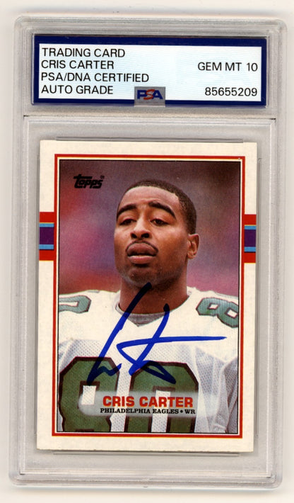 Cris Carter Signed 1989 Topps Rookie Card #121 (PSA 10 Auto)