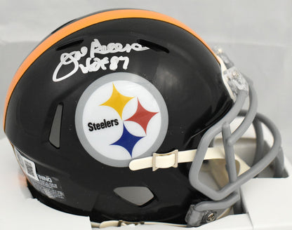 Joe Greene Signed Pittsburgh Steelers Mini Helmet with HOF Inscription