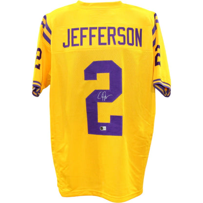 Justin Jefferson Autographed LSU Style Yellow Jersey
