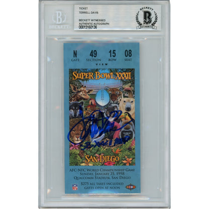 Terrell Davis Autographed Denver Broncos Super Bowl XXXII Ticket Stub