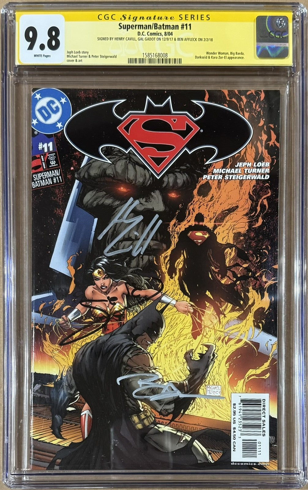 Ben Affleck, Gal Gadot & Henry Cavill Signed Superman/Batman #11 CGC 9.8