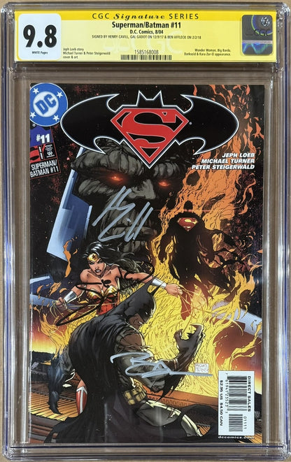 Ben Affleck, Gal Gadot & Henry Cavill Signed Superman/Batman #11 CGC 9.8