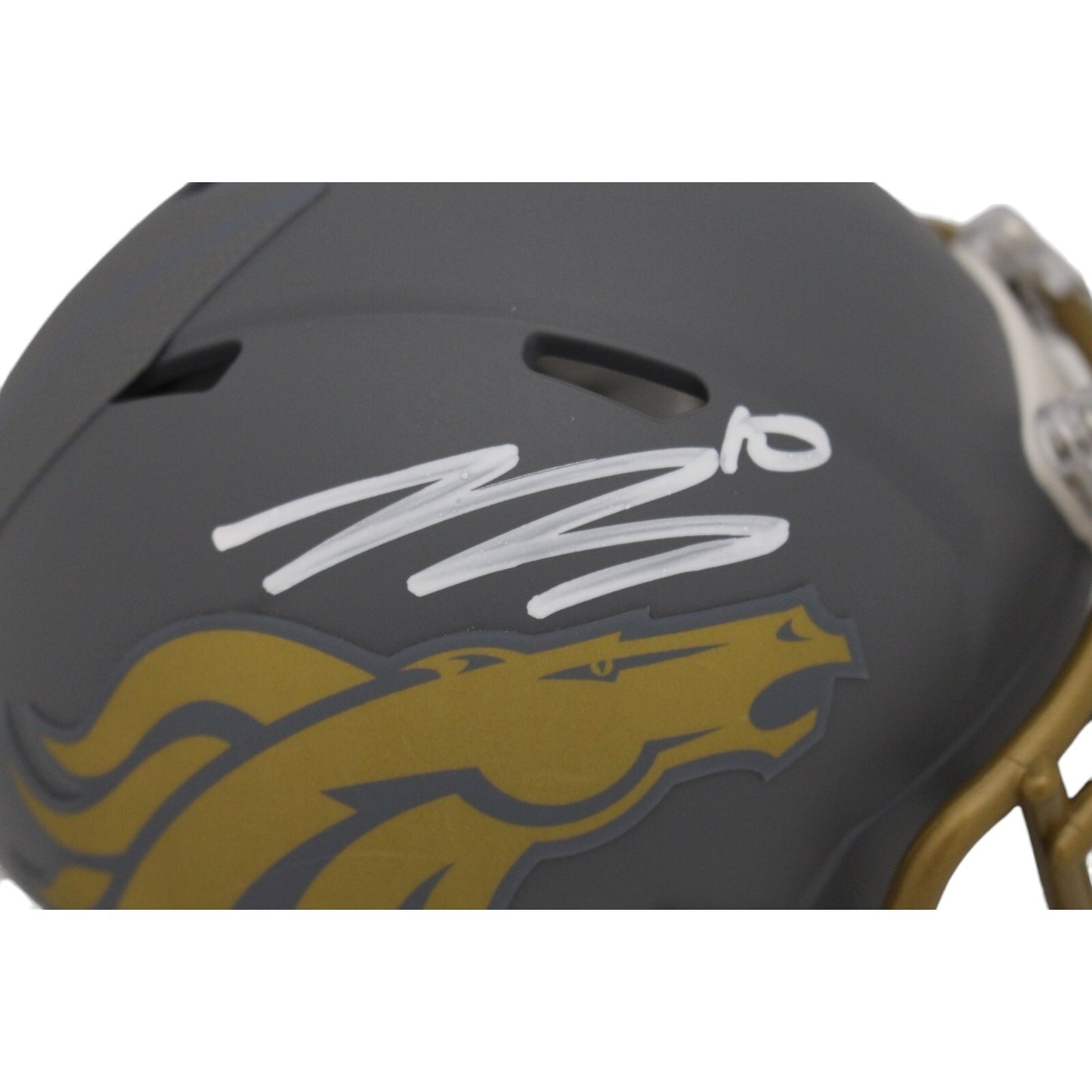 Bo Nix Denver Broncos Autographed Slate Mini Helmet (Beckett)