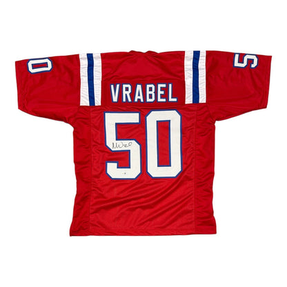 Mike Vrabel Signed New England Patriots Red Throwback Jersey