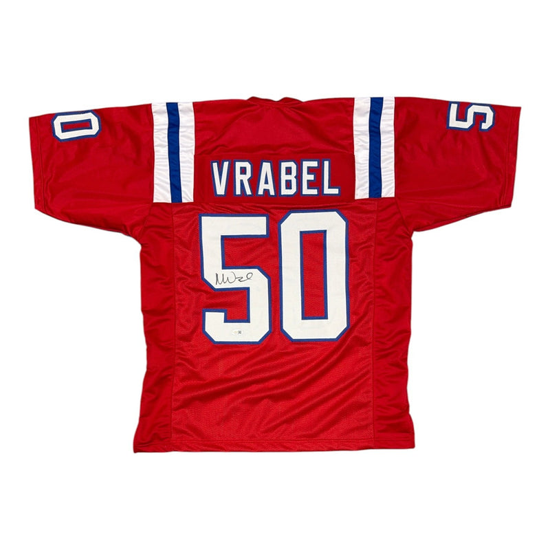 Mike Vrabel Signed New England Patriots Red Throwback Jersey