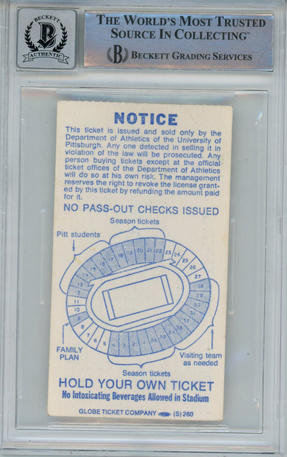 Tony Dorsett Signed 1976 vs Miami Ticket Stub BAS Slabbed Grade 10