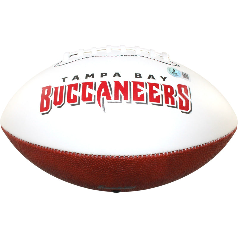 Mike Alstott Tampa Bay Buccaneers Signed Logo Football "A Train" BAS