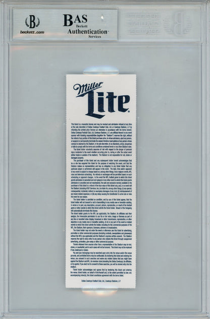 Dak Prescott Signed Dallas Cowboys 1st NFL TD Ticket Stub BAS Slab