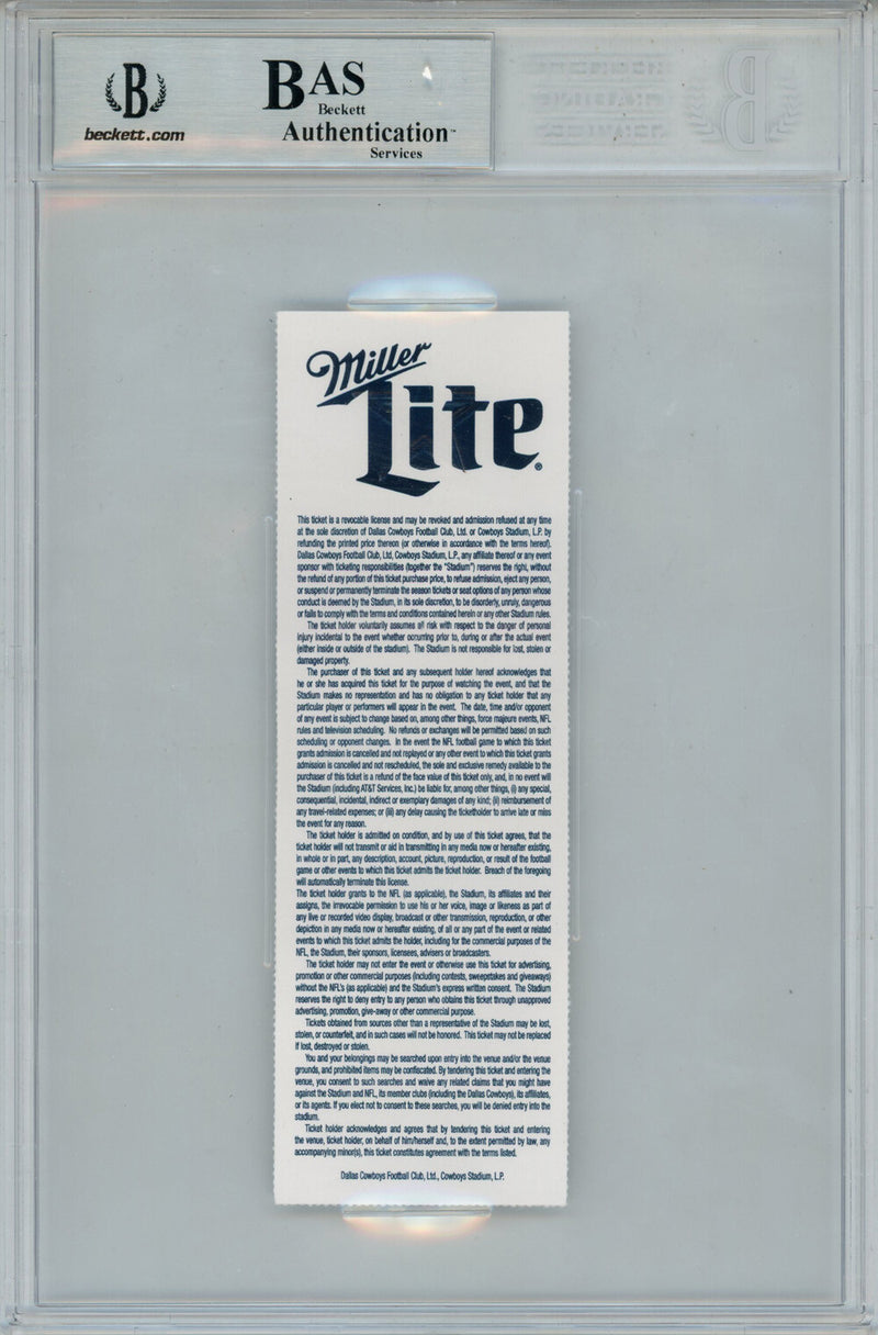 Dak Prescott Signed Dallas Cowboys 1st NFL TD Ticket Stub BAS Slab