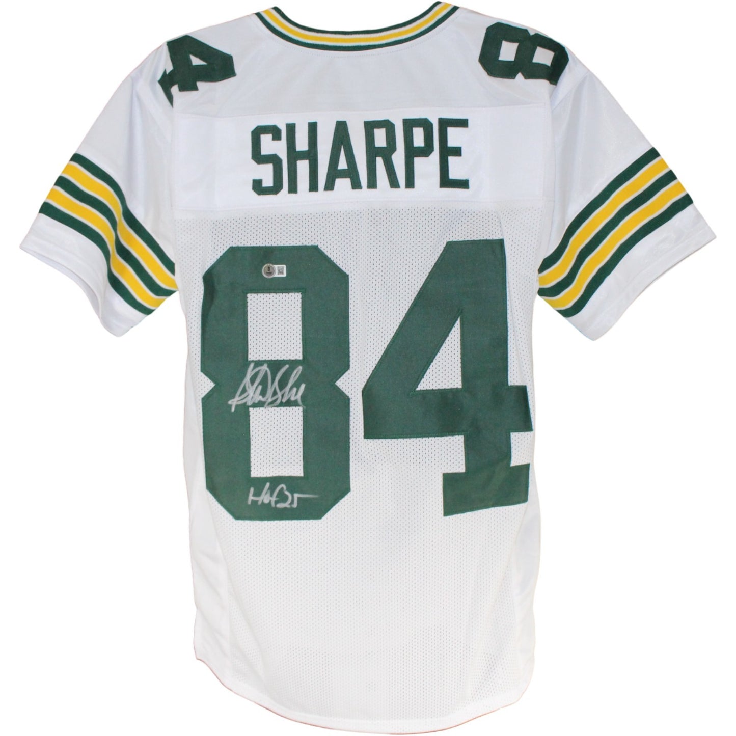 Sterling Sharpe Autographed White Custom Jersey with HOF Inscription