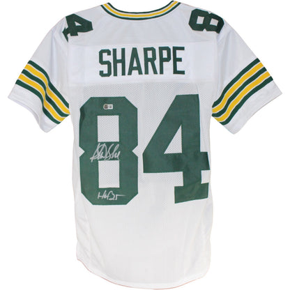 Sterling Sharpe Autographed White Custom Jersey with HOF Inscription