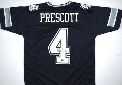 Dak Prescott Autographed Dallas Cowboys Custom Black Jersey