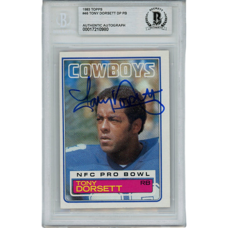 Tony Dorsett Signed 1983 Topps #46 Trading Card Dallas Cowboys Beckett Slab