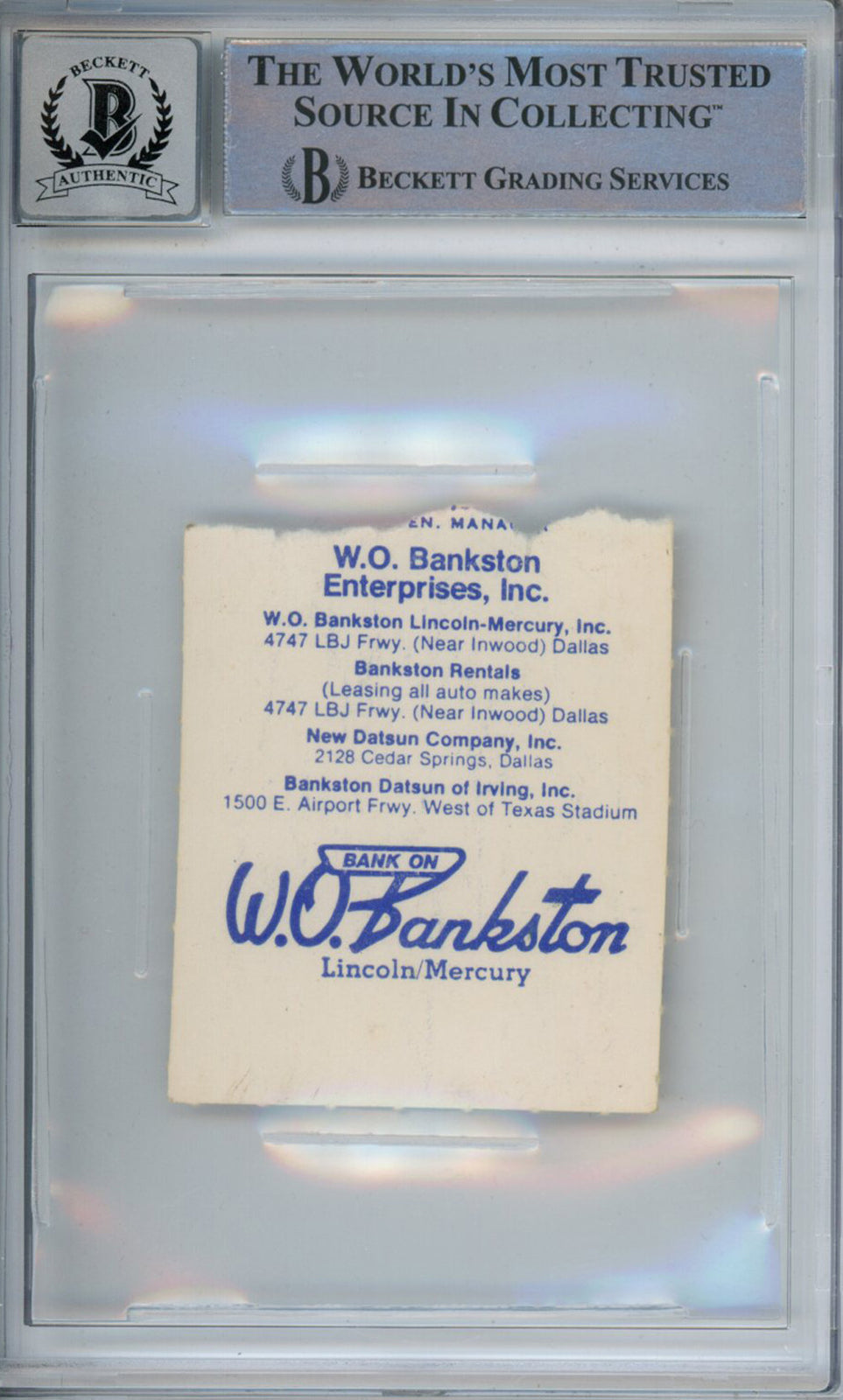 Tony Dorsett Signed 11/27/1980 vs Seahawks Ticket Stub Beckett Slabbed 10