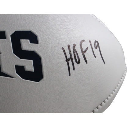Ty Law Autographed New England Patriots Logo Football with HOF Inscription