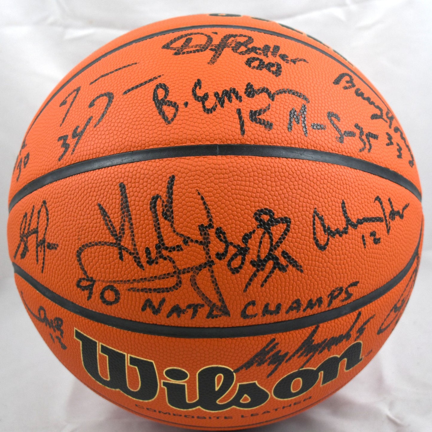 Larry Johnson & 1989-90 UNLV Rebels Team Signed Wilson Basketball
