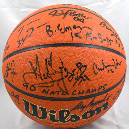 Larry Johnson & 1989-90 UNLV Rebels Team Signed Wilson Basketball