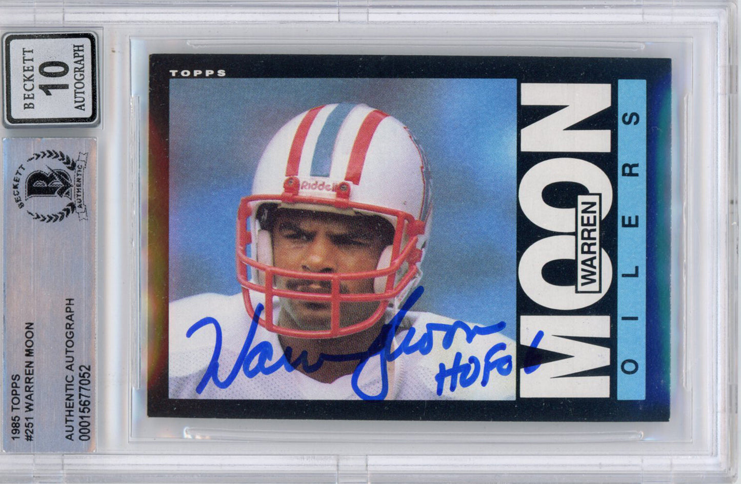 Warren Moon Signed 1985 Topps #251 Card Grade 10 BAS Slabbed