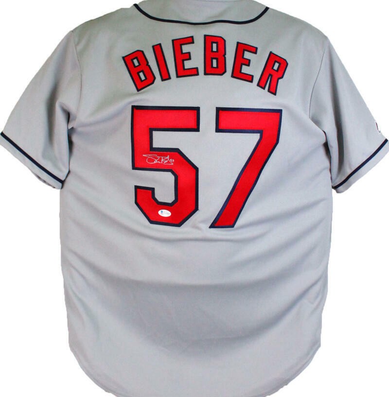 Shane Bieber Signed Cleveland Indians Grey Majestic Jersey