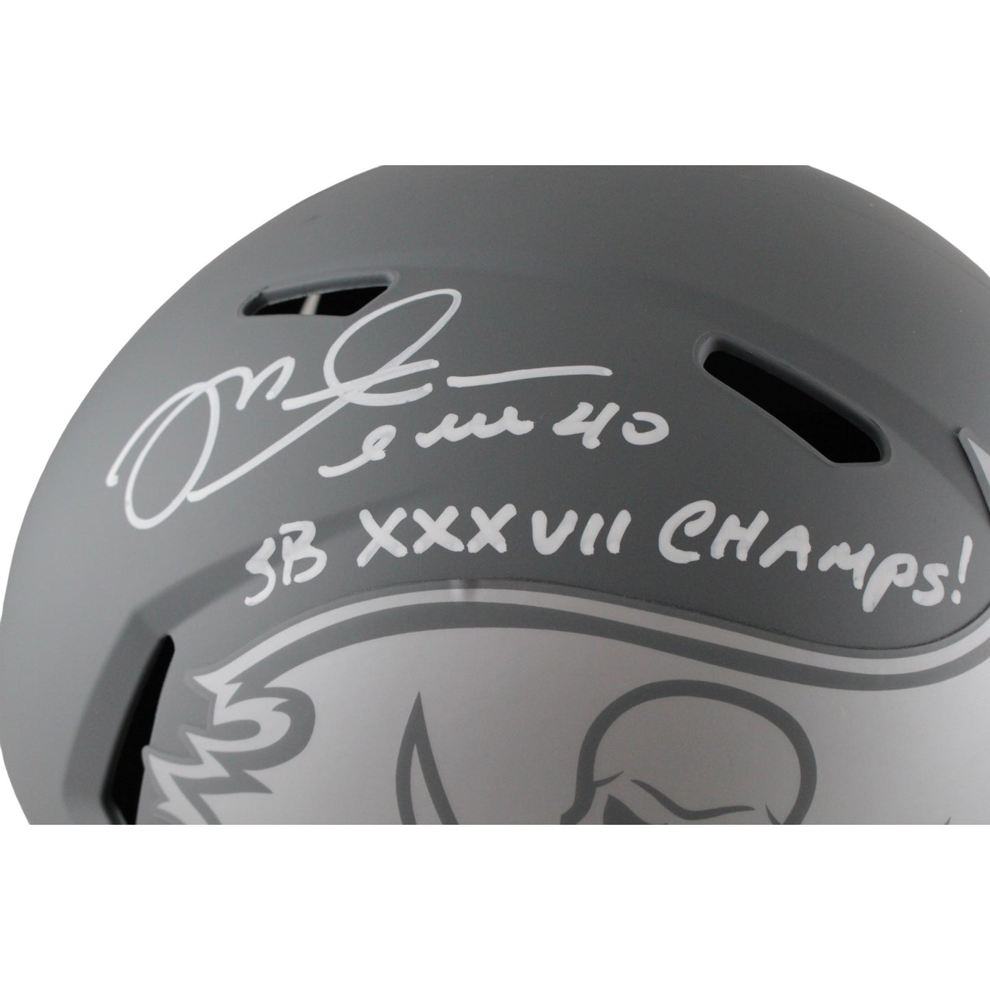 Mike Alstott Signed Tampa Bay Buccaneers Slate Full Size Helmet (SB Champs)