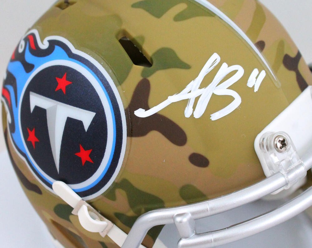 AJ Brown Signed Tennessee Titans Camo Speed Mini Helmet