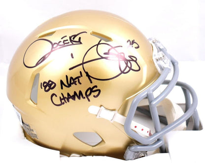 Rocket Ismail Signed Notre Dame Mini Helmet (88 Natl Champs Inscription)