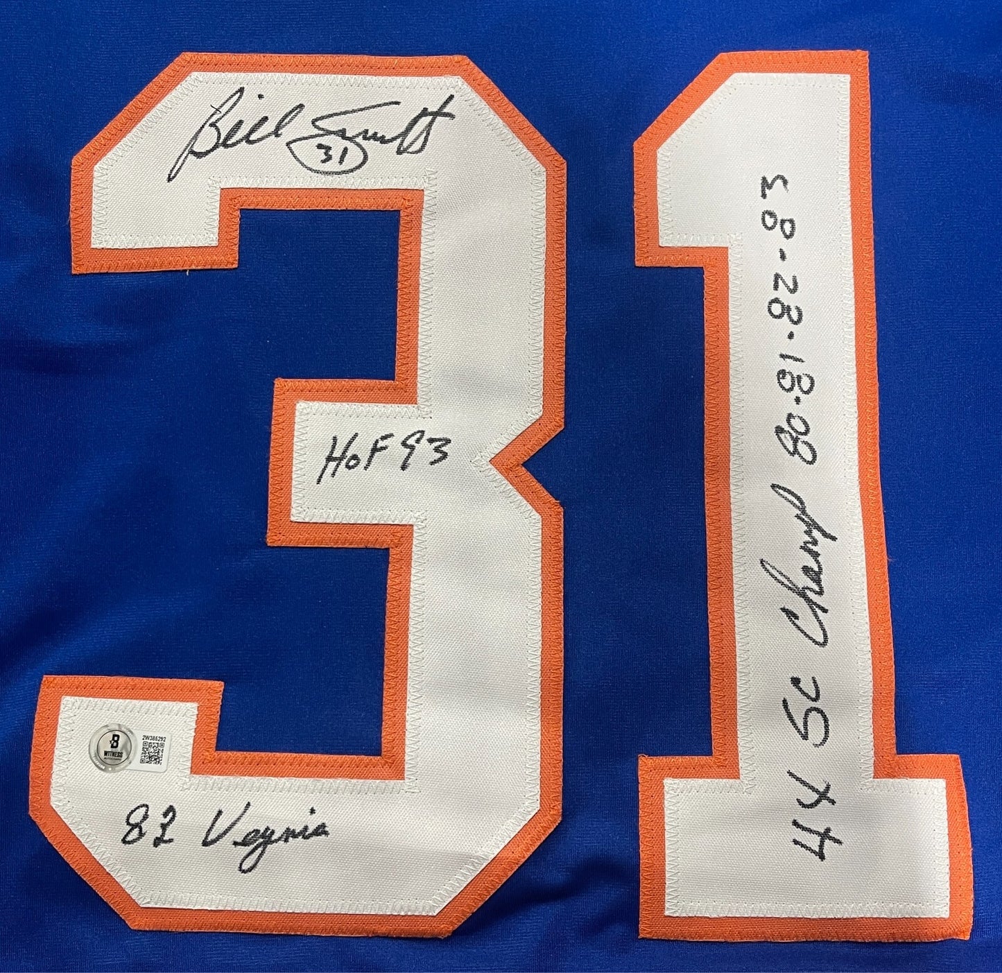 Billy Smith Signed New York Islanders Custom Jersey (3 Inscriptions)