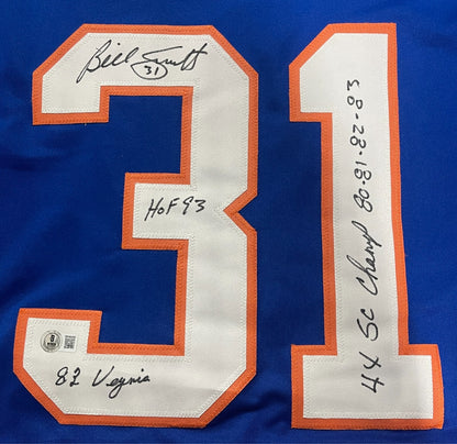 Billy Smith Signed New York Islanders Custom Jersey (3 Inscriptions)