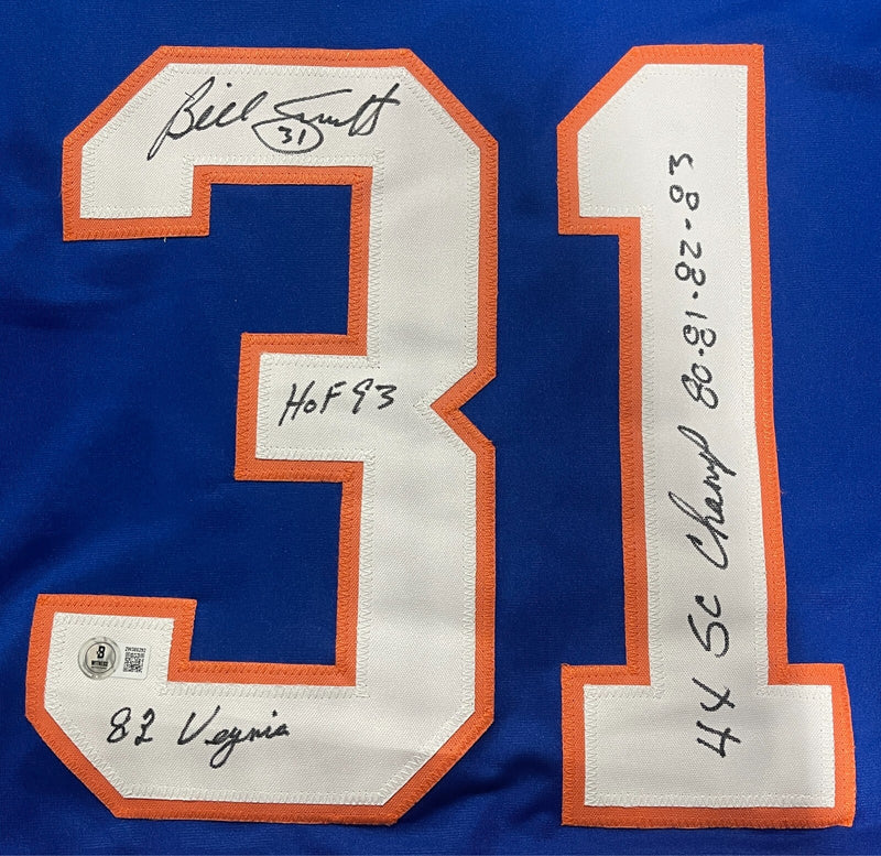 Billy Smith Signed New York Islanders Custom Jersey (3 Inscriptions)