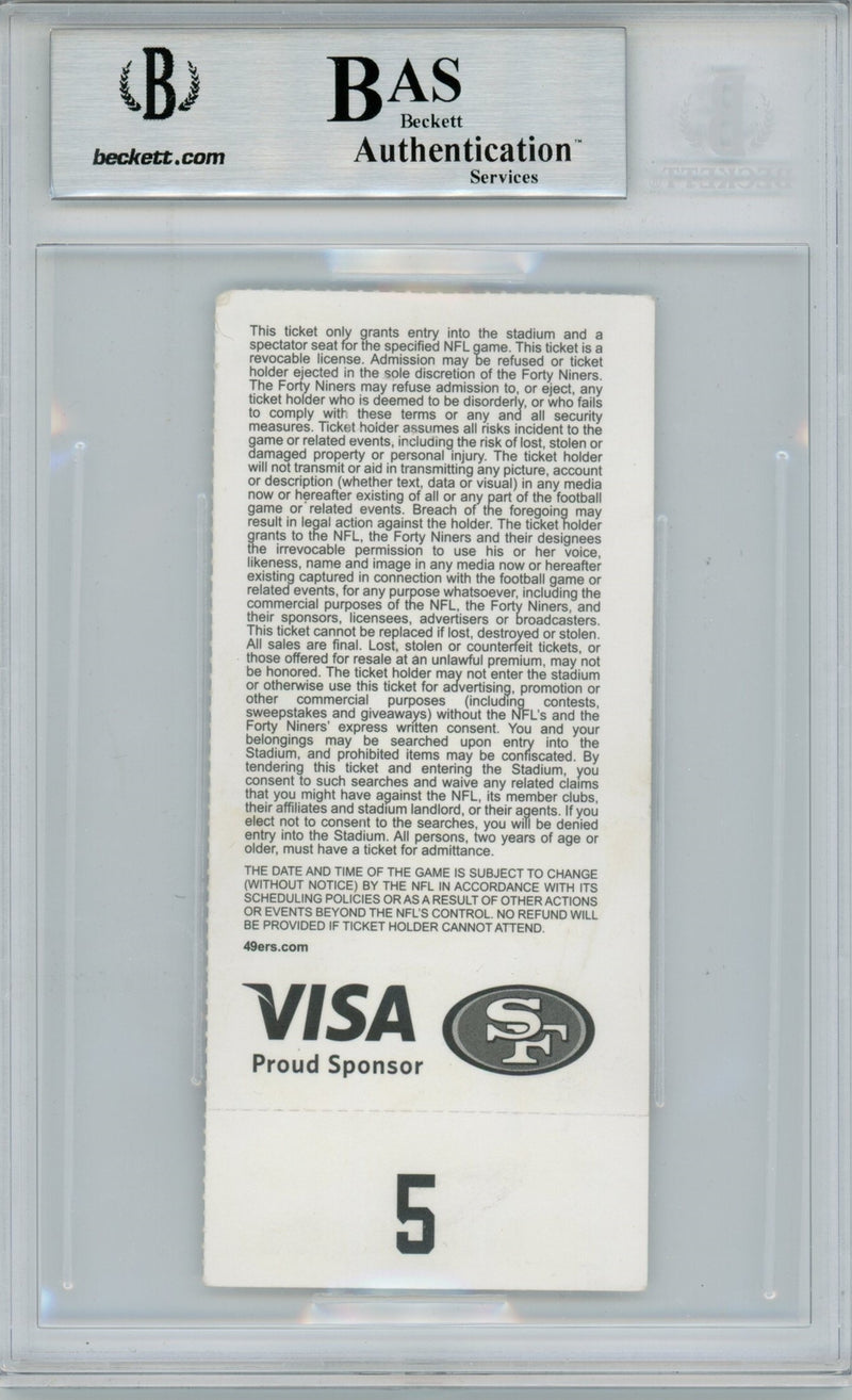 Ray Lewis Signed Baltimore Ravens Ticket 10/7/2007 BAS Slabbed