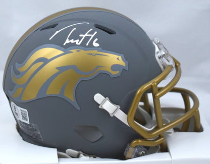 Troy Franklin Signed Denver Broncos Slate Speed Mini Helmet