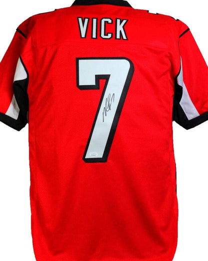 Michael Vick Signed Red Custom Football Jersey