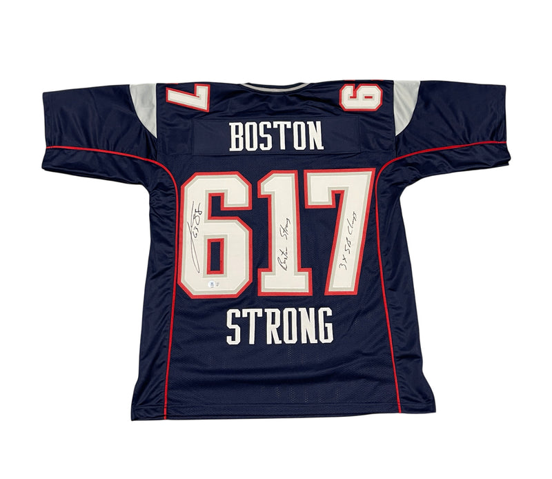 Joe Andruzzi Signed New England Patriots Boston Strong Custom Jersey