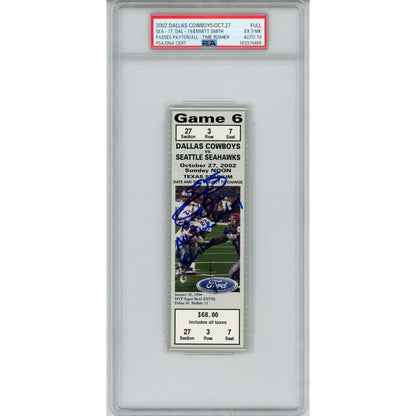 Emmitt Smith Signed Dallas Cowboys All Time Rushing Record Ticket PSA