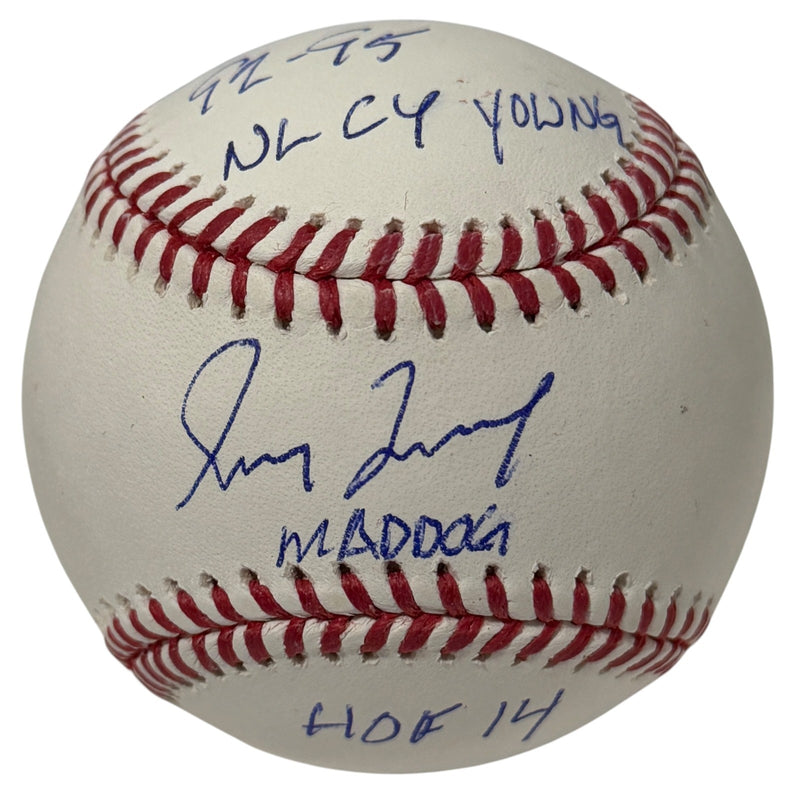 Greg Maddux Autographed ROMLB Baseball with 3 Inscriptions (Braves)
